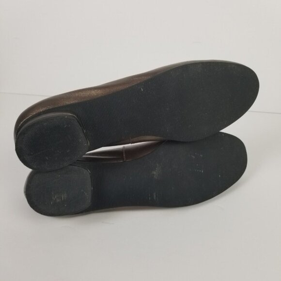 Ros Hommerson Gold Leather Flats Women's 8 Slip On Suede Trim - Picture 5 of 8